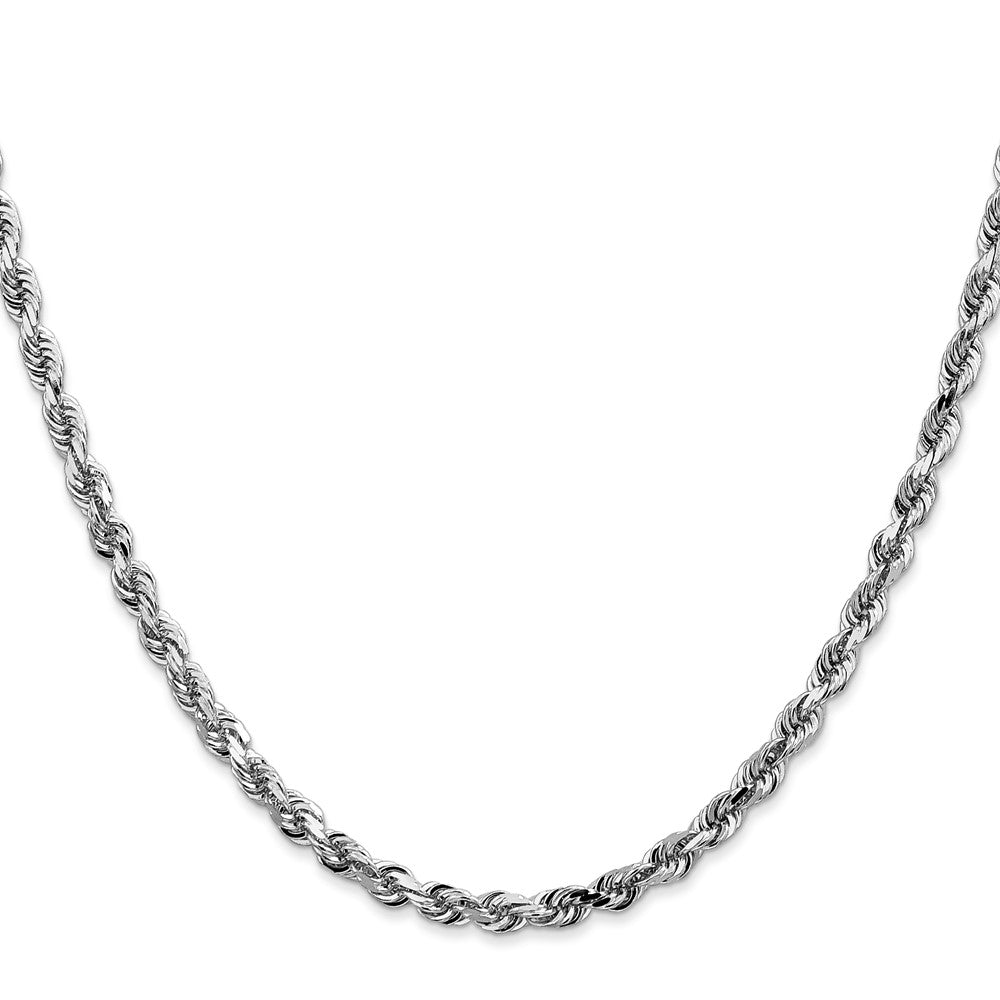 14K White Gold 4mm Diamond-cut Quadruple Rope Lobster Clasp Chain