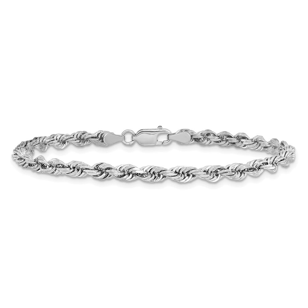 14K White Gold 4mm Diamond-cut Quadruple Rope Lobster Clasp Chain