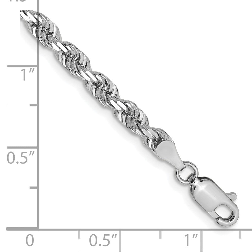 14K White Gold 4mm Diamond-cut Quadruple Rope Lobster Clasp Chain