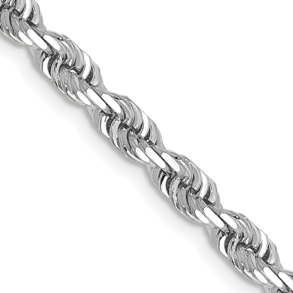 14K White Gold 4mm Diamond-cut Quadruple Rope Lobster Clasp Chain