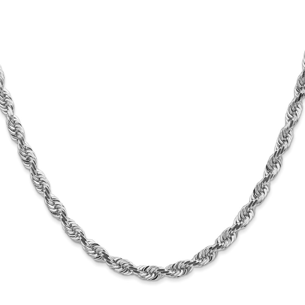 14K White Gold 4.5mm Diamond-cut Quadruple Rope Lobster Clasp Chain