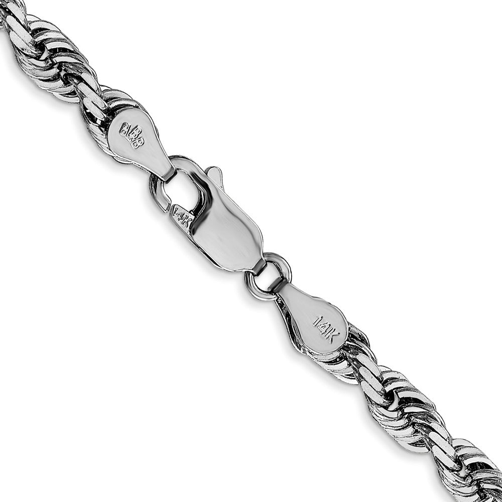 14K White Gold 4.5mm Diamond-cut Quadruple Rope Lobster Clasp Chain