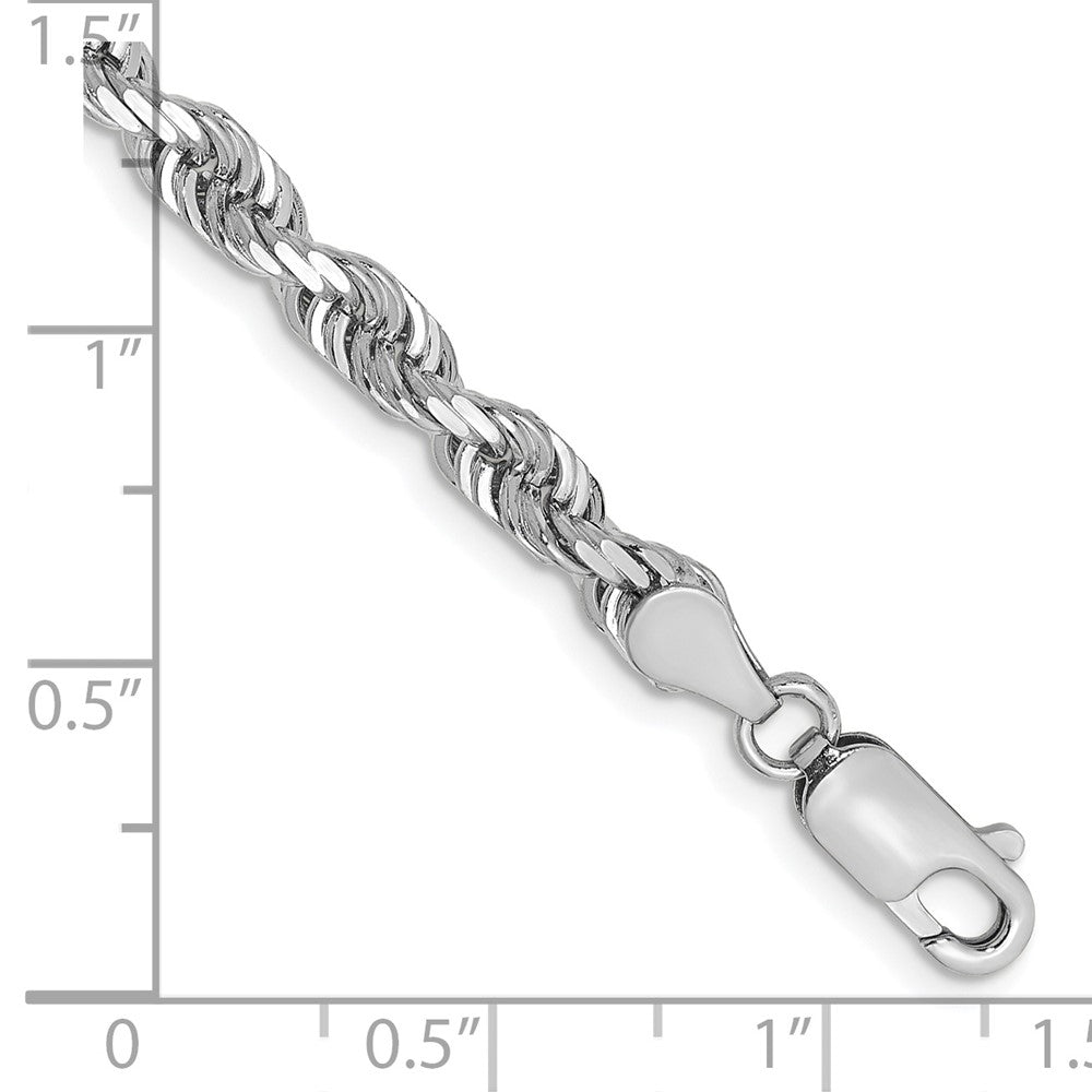 14K White Gold 4.5mm Diamond-cut Quadruple Rope Lobster Clasp Chain