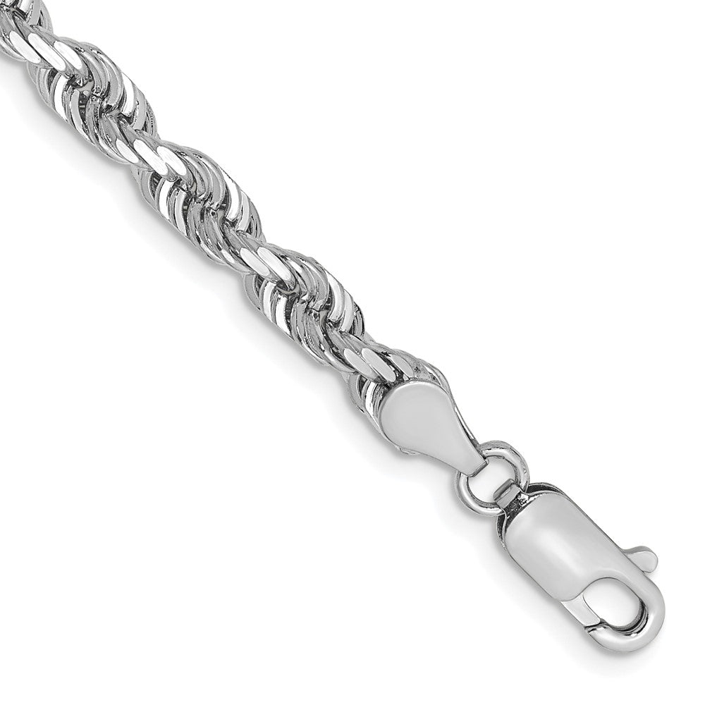 14K White Gold 4.5mm Diamond-cut Quadruple Rope Lobster Clasp Chain