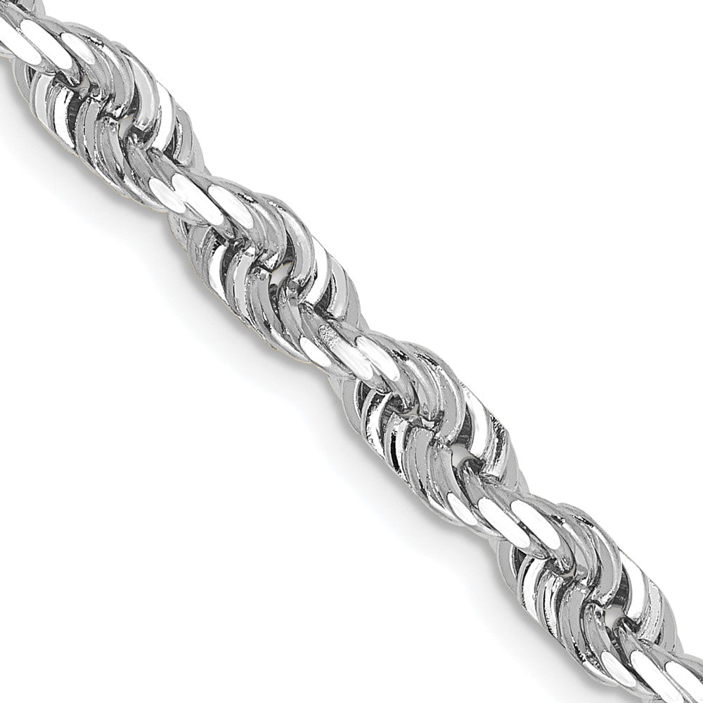 14K White Gold 4.5mm Diamond-cut Quadruple Rope Lobster Clasp Chain
