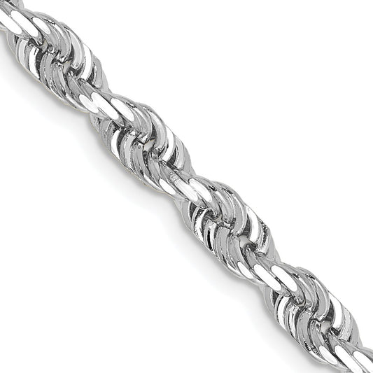 14K White Gold 4.5mm Diamond-cut Quadruple Rope Lobster Clasp Chain