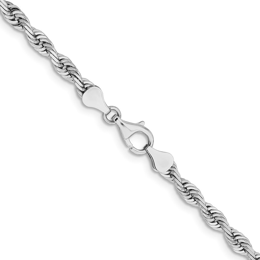14K White Gold 5mm Diamond-cut Quadruple Rope Lobster Clasp Chain