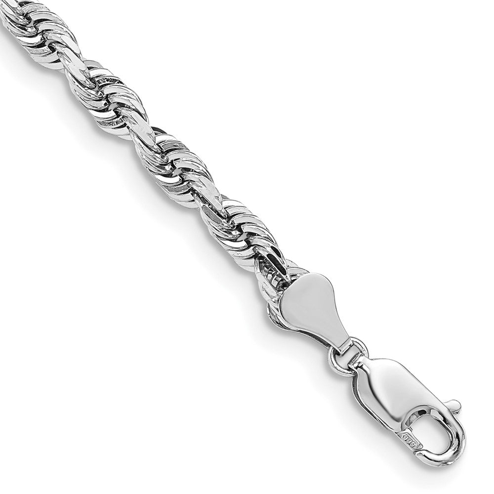 14K White Gold 5mm Diamond-cut Quadruple Rope Lobster Clasp Chain