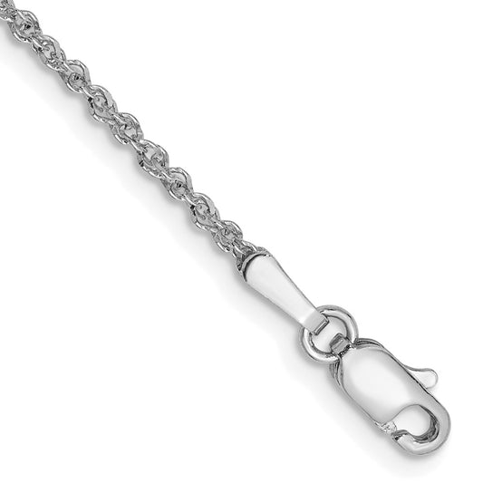 14K White Gold 1.7mm Ropa with Lobster Clasp Anklet