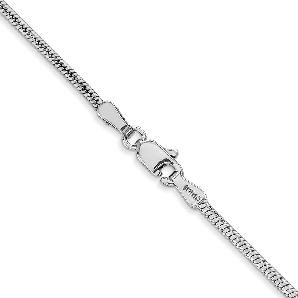 14K White Gold 1.6mm Round Snake Lobster Clasp Chain