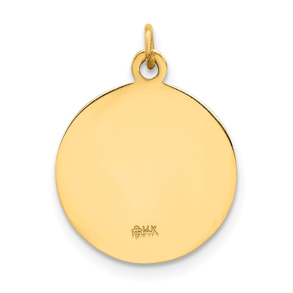 14k Polished and Satin Solid Caridad Del Cobre Medal Round Pendant