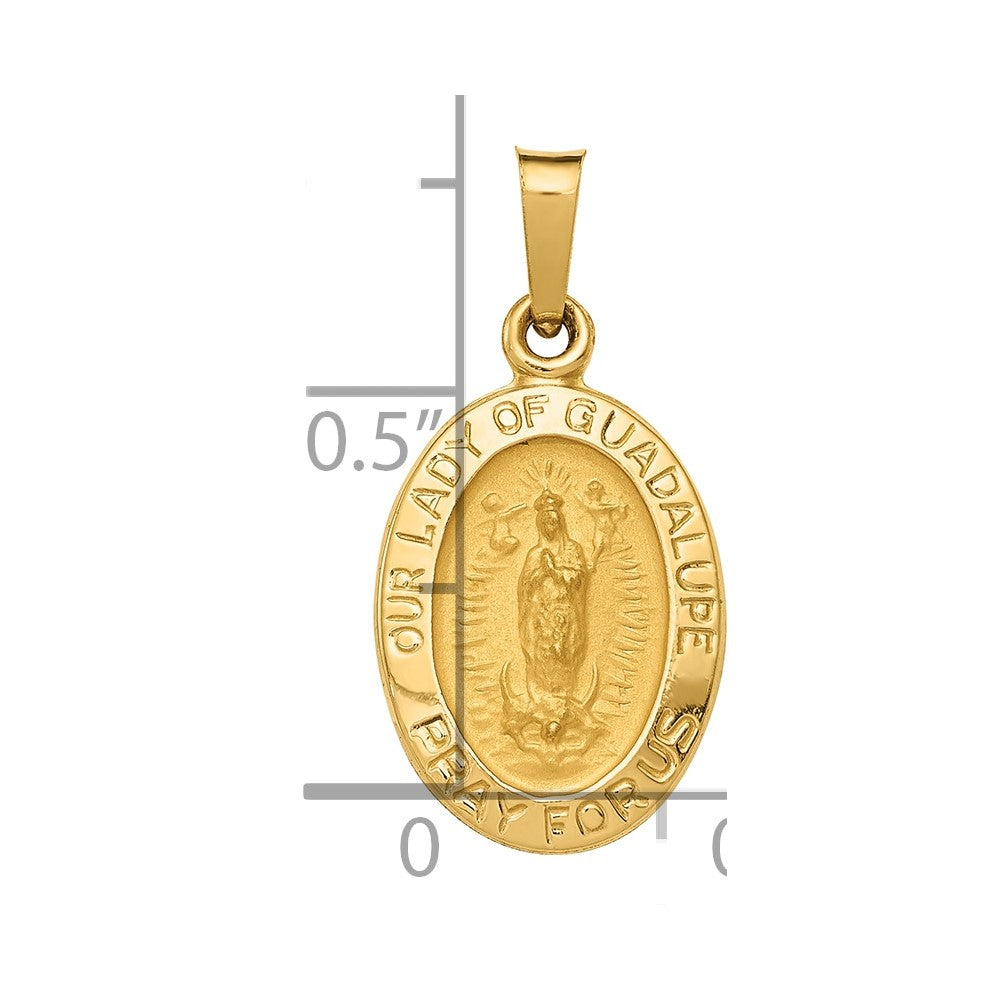 14k Polished and Satin Hollow Our Lady Of Guadalupe Medal Oval Charm