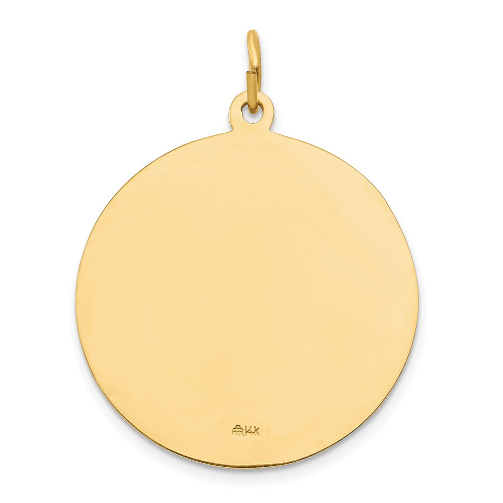 14k Polished and Satin Large Solid Sacred Heart of Jesus Medal Round Pendant