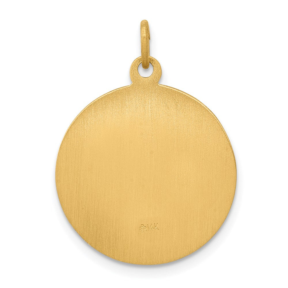 14k Polished and Satin Solid St Theresa Medal Round Pendant