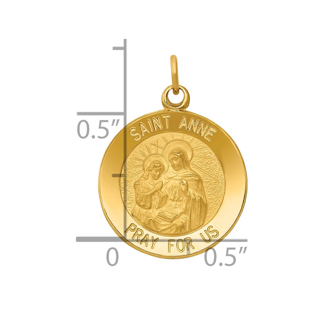 14k Polished and Satin Solid Saint Anne Medal Charm
