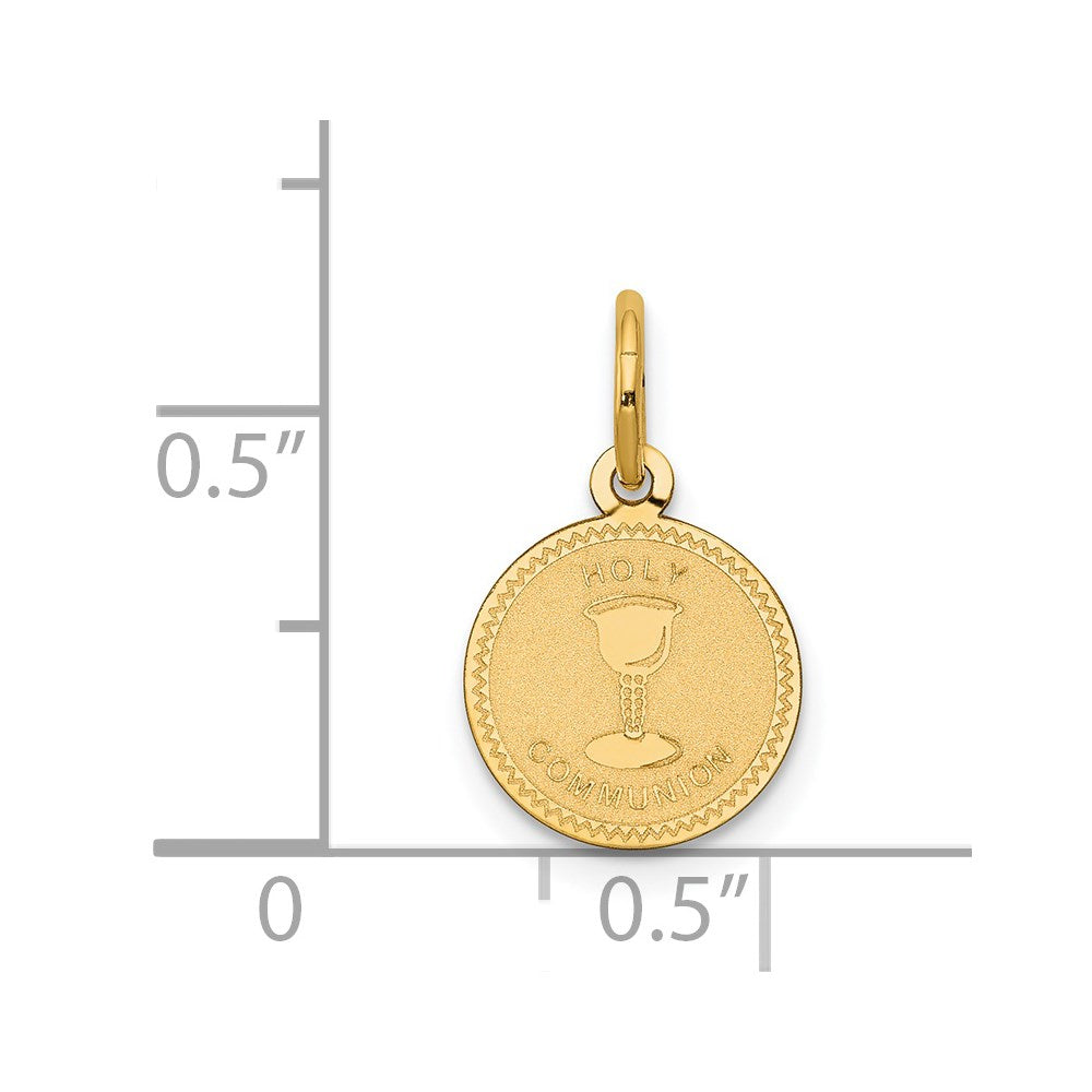 14k Polished and Satin Solid HOLY COMMUNION Round Disc Charm