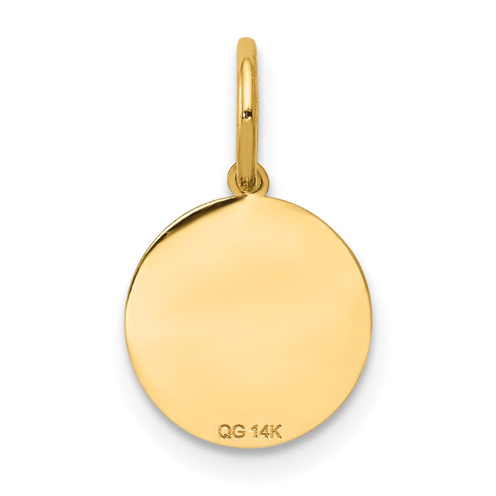 14k Small BAPTISM with Cross Round Disc Charm