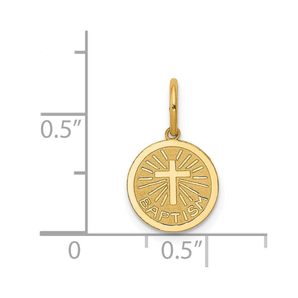 14k Small BAPTISM with Cross Round Disc Charm