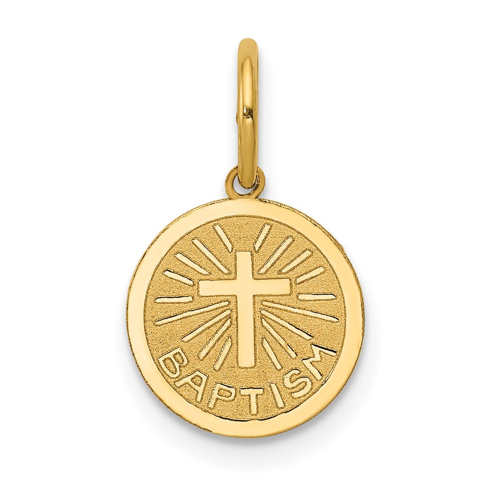 14k Small BAPTISM with Cross Round Disc Charm