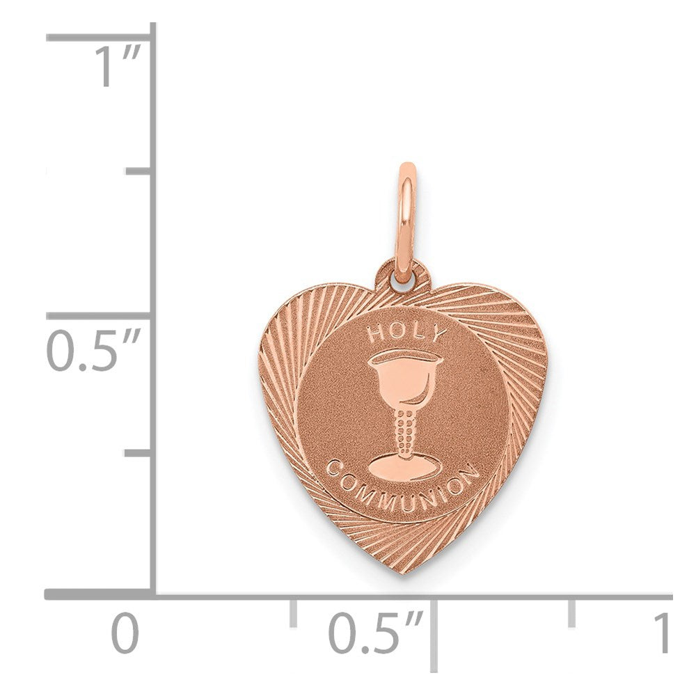 14k Rose Gold HOLY COMMUNION Heart Disc Charm