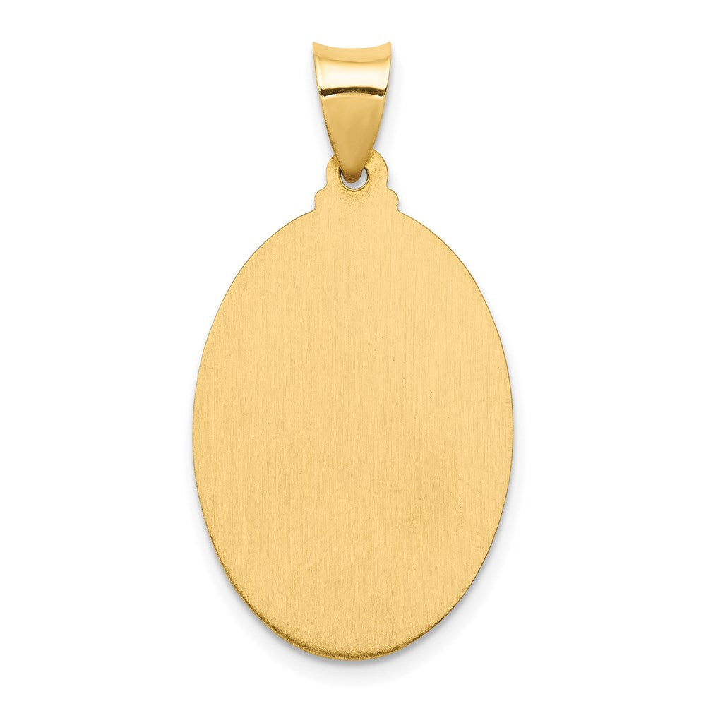 14k Polished and Satin Hollow Sacred Heart of Jesus Medal Oval Pendant