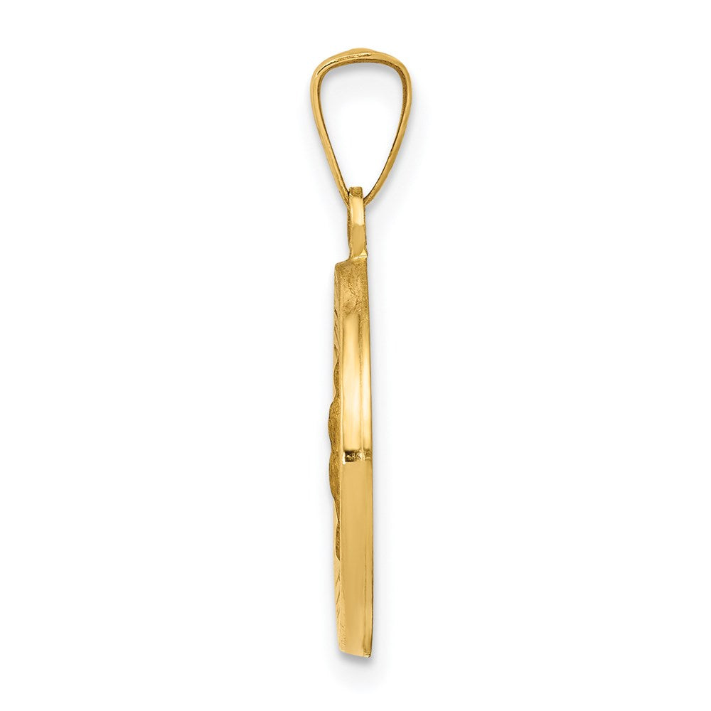 14k Polished and Satin Hollow Our Lady of Guadalupe Medal Round Pendant