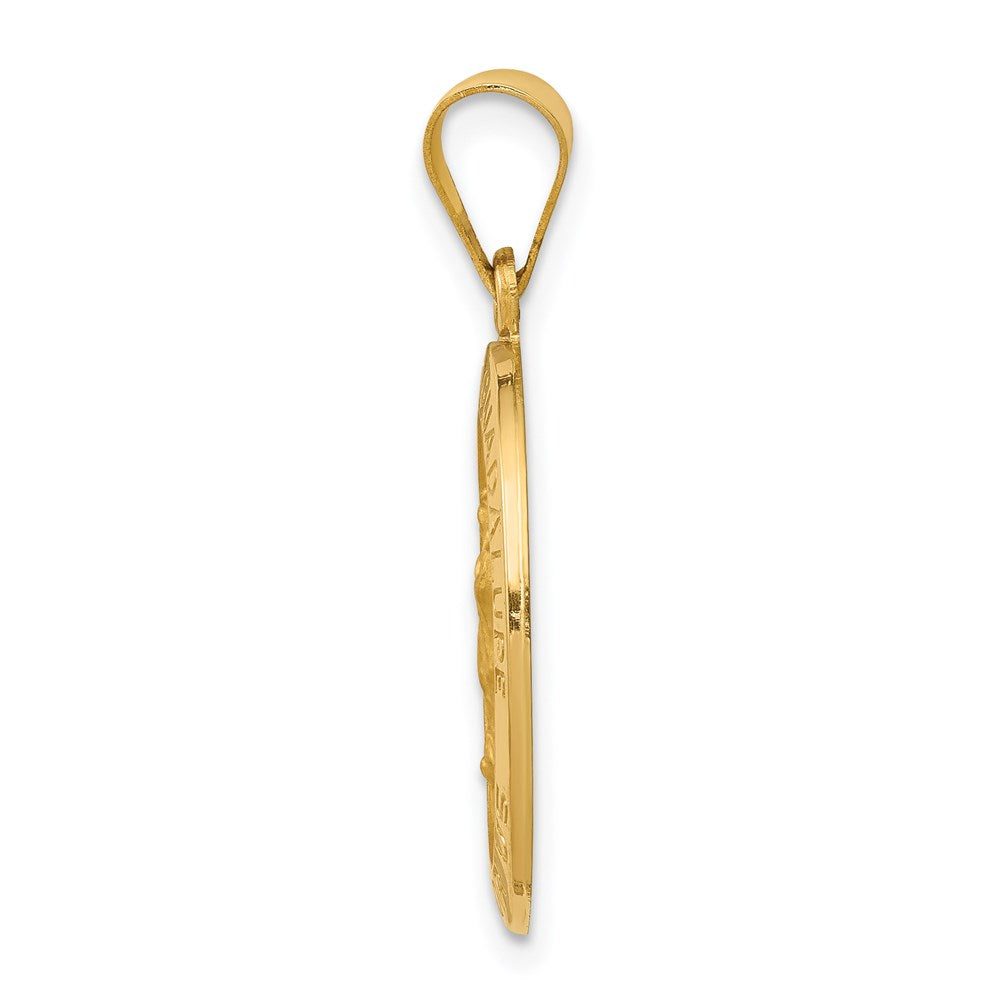 14k Polished and Satin Hollow Our Lady of Guadalupe Medal Oval Pendant