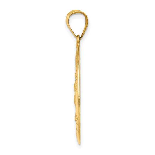 14k Polished and Satin Hollow Our Lady of Guadalupe Medal Oval Pendant