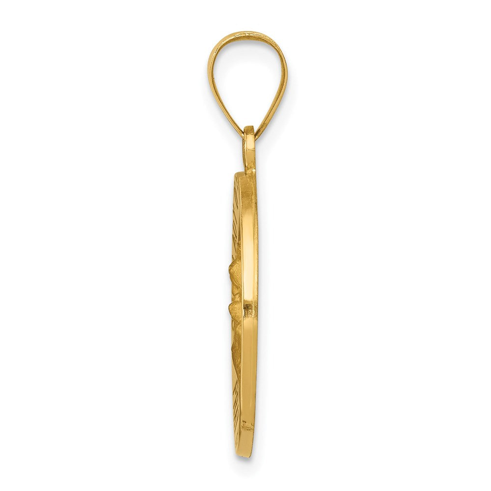 14k Polished and Satin Hollow Our Lady of Perpetual Help Medal Round Pendant