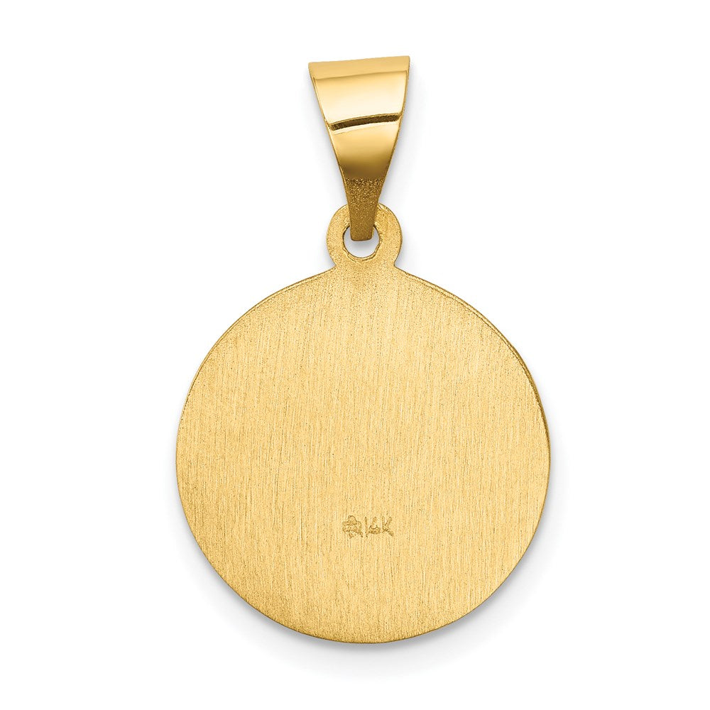 14k Polished and Satin Hollow Our Lady of Sorrows Medal Round Pendant