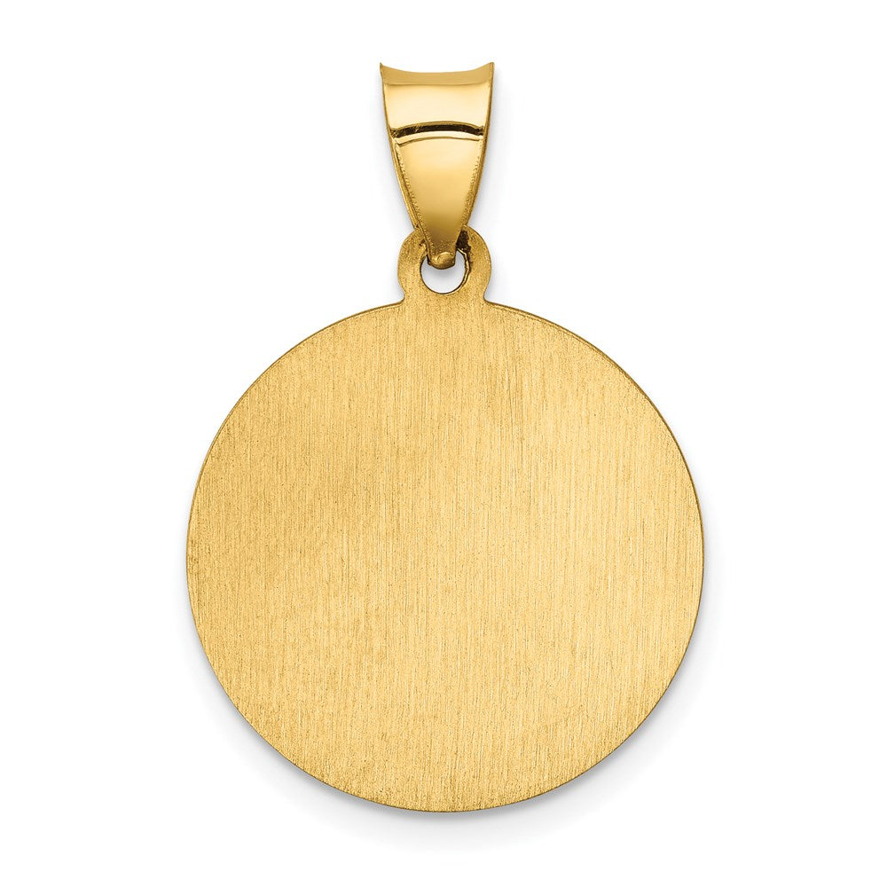 14k Polished and Satin Hollow Our Lady of Sorrows Medal Round Pendant