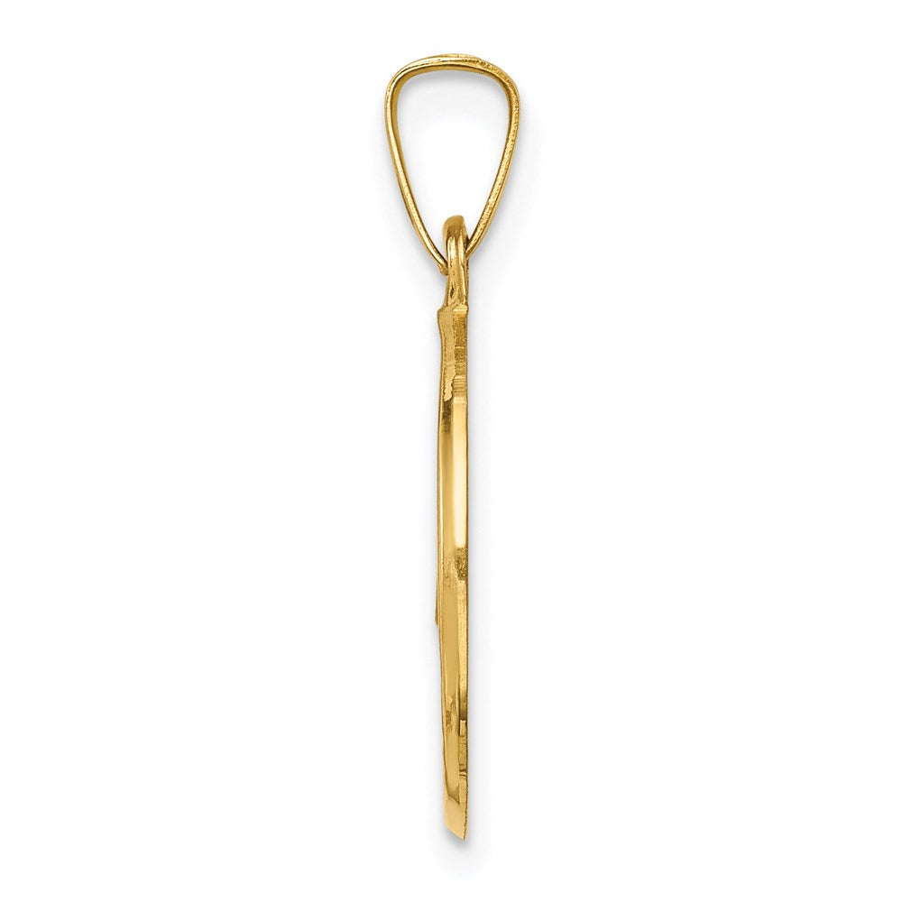 14k Polished and Satin Hollow Caridad Del Cobre Medal Round Pendant