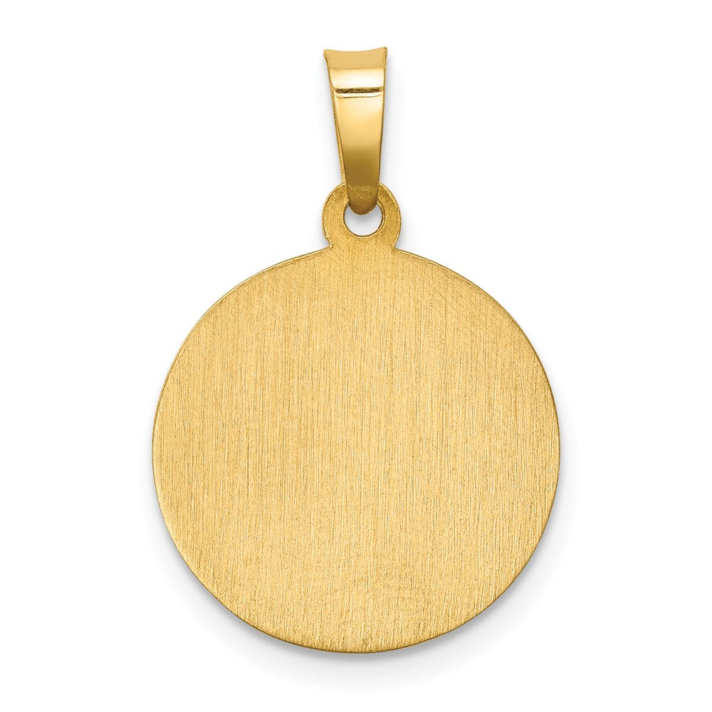14k Polished and Satin Hollow Caridad Del Cobre Medal Round Pendant
