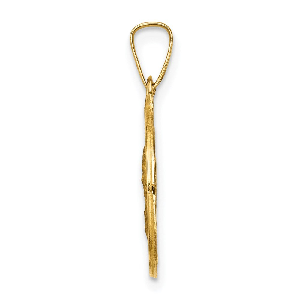 14k Polished and Satin Hollow Matka Boska Czestochowska Medal Reversible Round Pendant