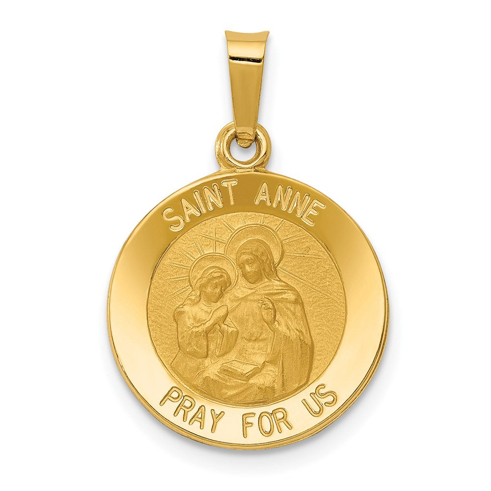 14k Polished and Satin Hollow St. Anne Medal Pendant