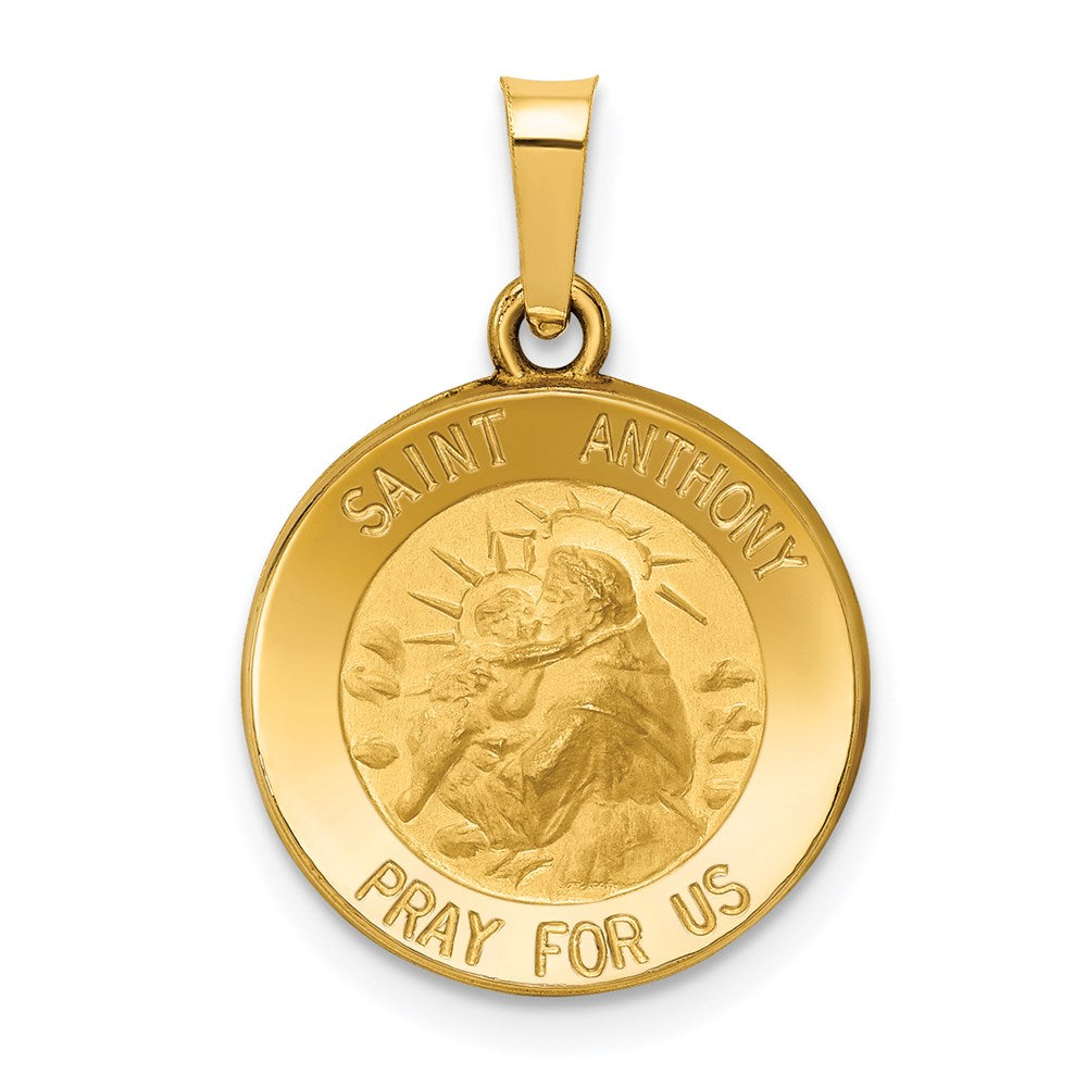 14k Polished and Satin Hollow St. Anthony Medal Pendant