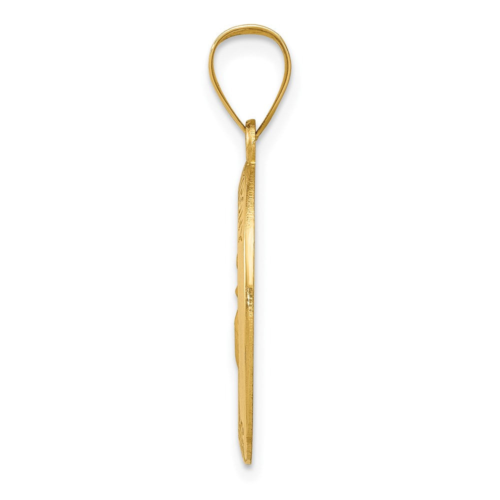 14k Polished and Satin Hollow St. Anthony Medal Oval Pendant