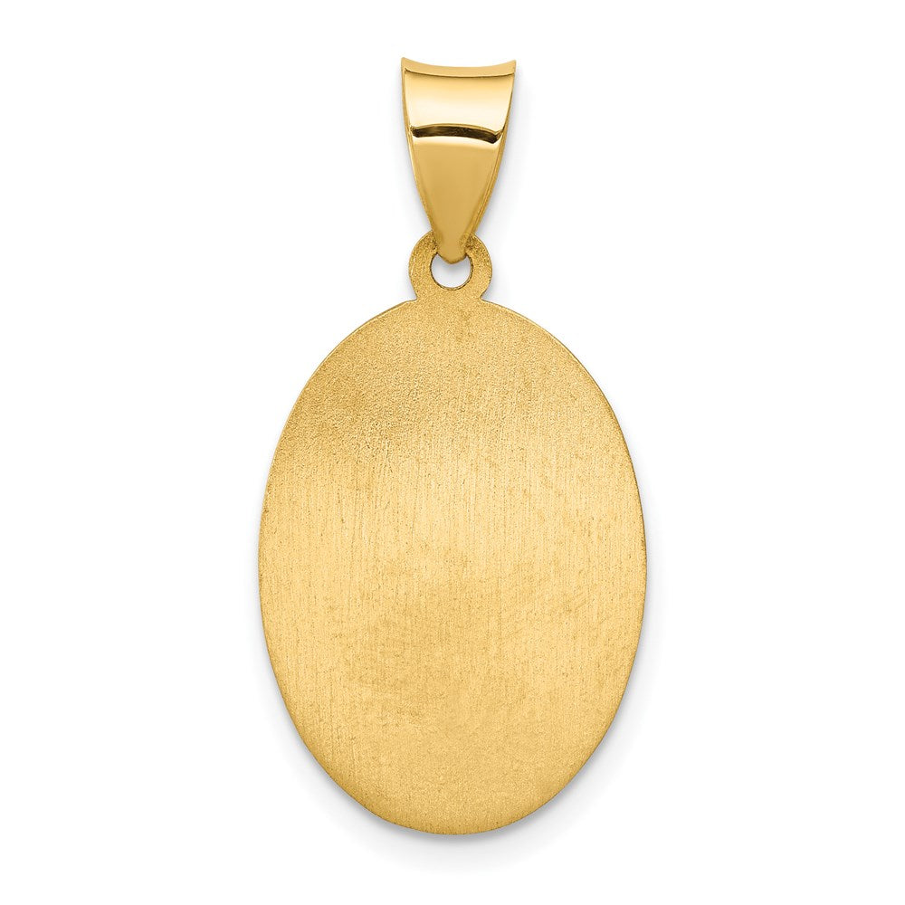 14k Polished and Satin Hollow St. Anthony Medal Oval Pendant