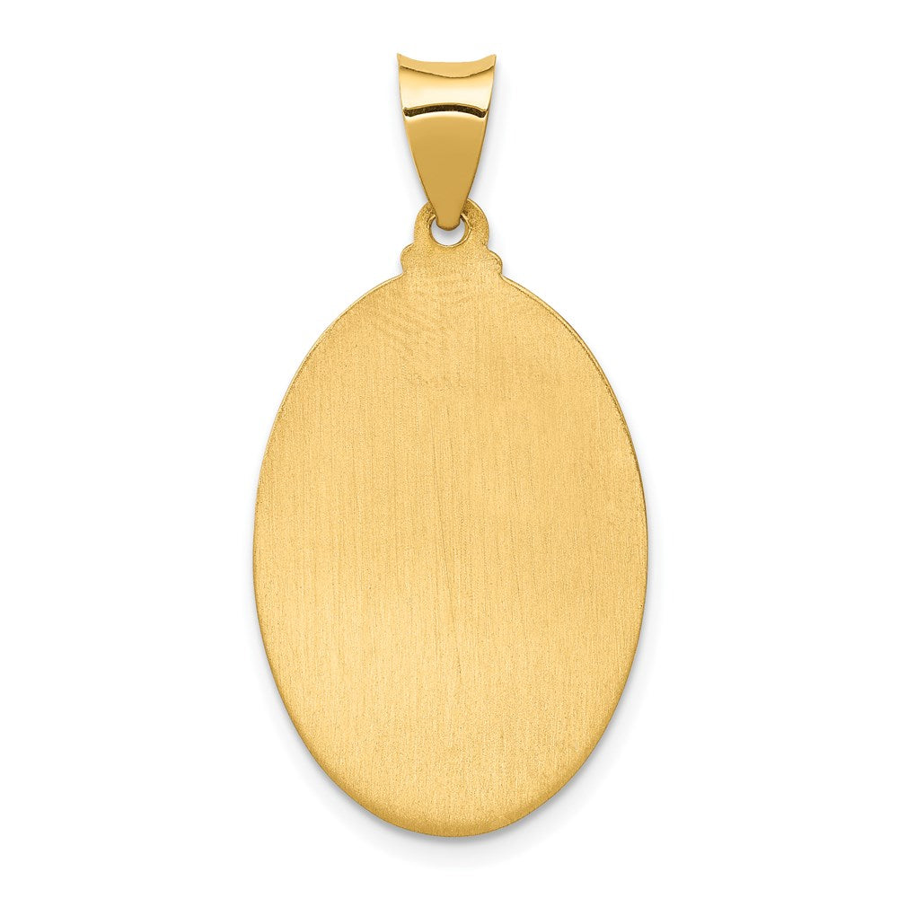 14k Polished and Satin Hollow St. Anthony Medal Oval Pendant