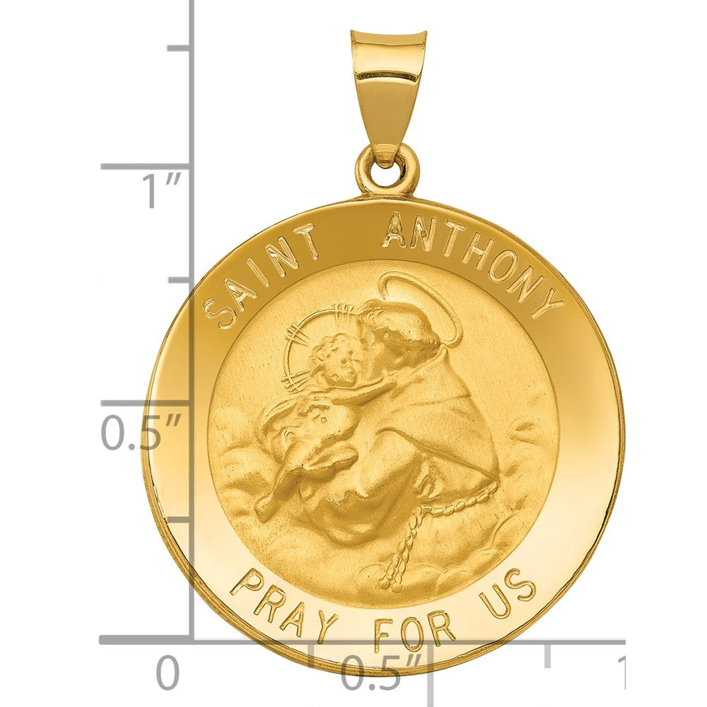 14k Polished and Satin Hollow Large St. Anthony Medal Pendant