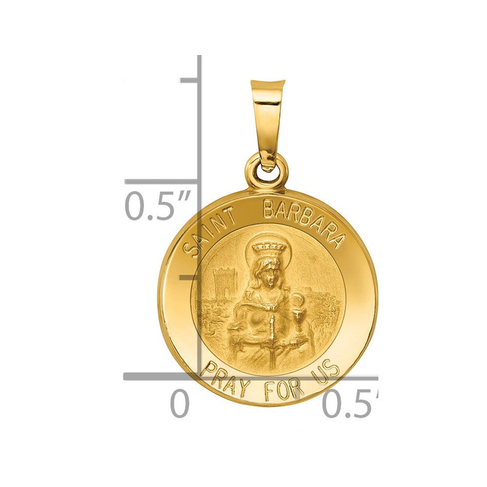 14k Polished and Satin Hollow St. Barbara Medal Pendant