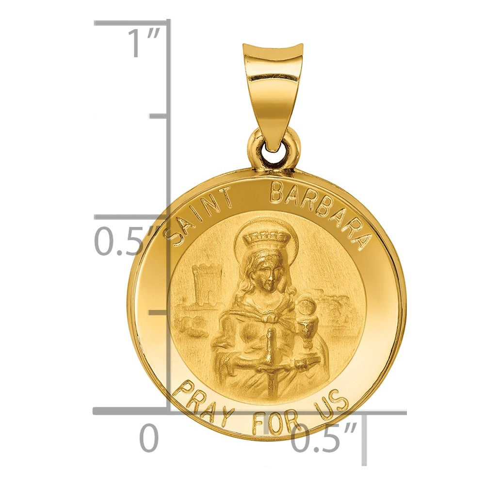 14k Polished and Satin Hollow St. Barbara Medal Pendant