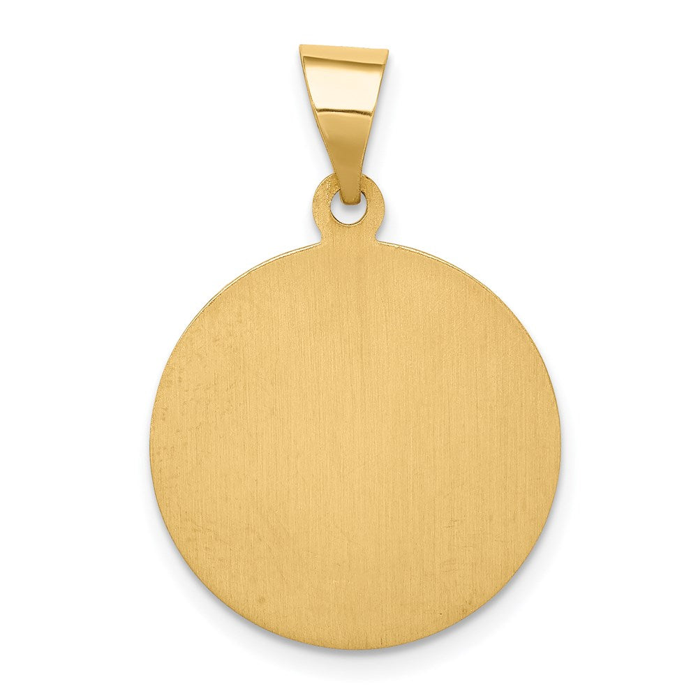 14k Polished and Satin Hollow St. Charles Medal Pendant