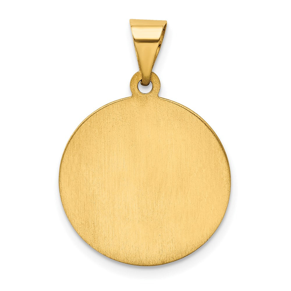 14k Polished and Satin Hollow St. Christopher Medal Round Pendant