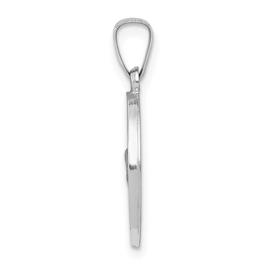 14k White Gold Polished and Satin Hollow St Christopher Medal Pendant