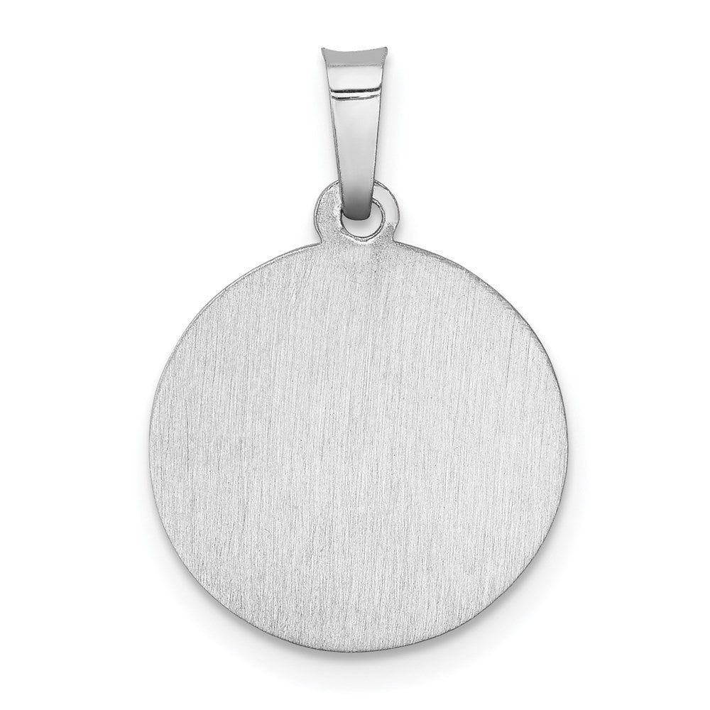 14k White Gold Polished and Satin Hollow St Christopher Medal Pendant