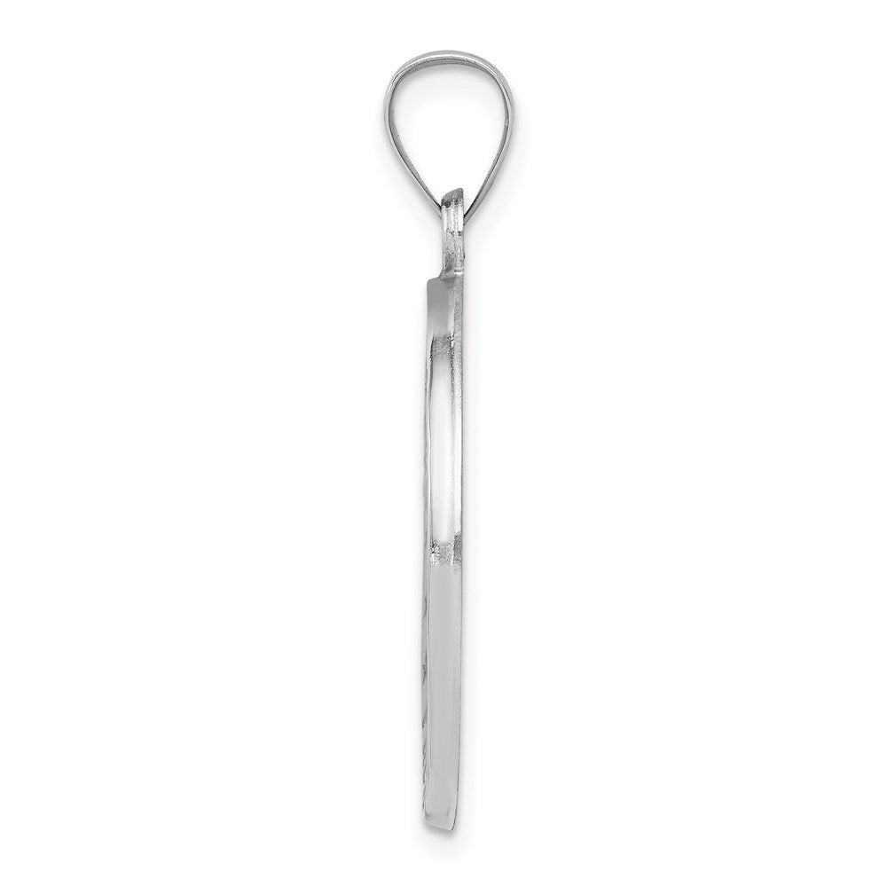 14k White Gold Polished and Satin Hollow Saint Christopher Medal Round Pendant