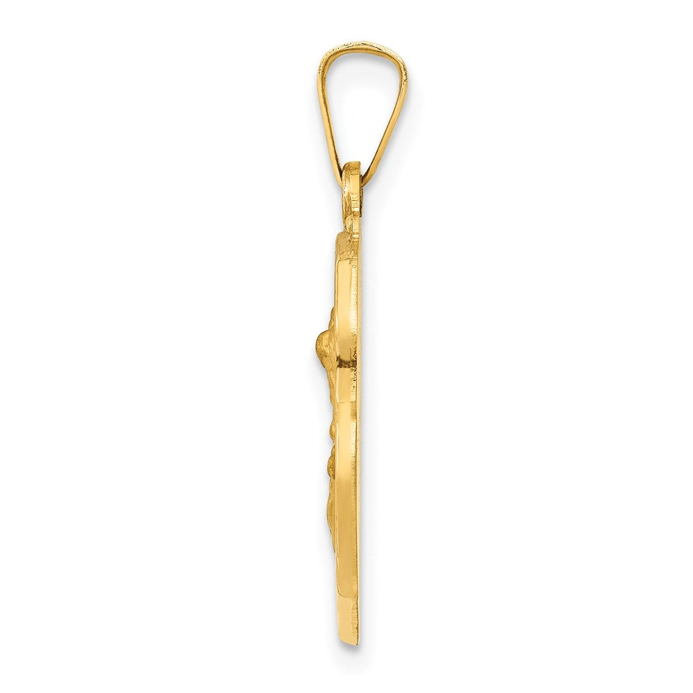 14k Polished and Satin Hollow Small St Michael Medal Badge Pendant