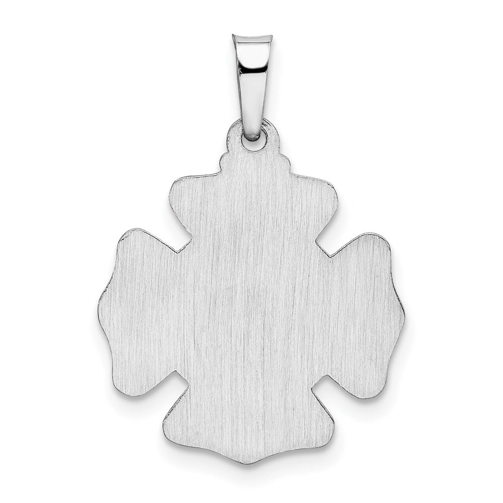 14k White Gold Polished and Satin Hollow St Florian Badge Medal Pendant