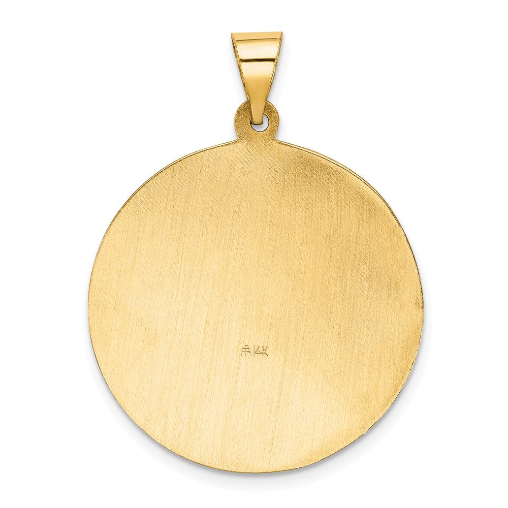 14k Polished and Satin Hollow Large St Florian Medal Round Pendant